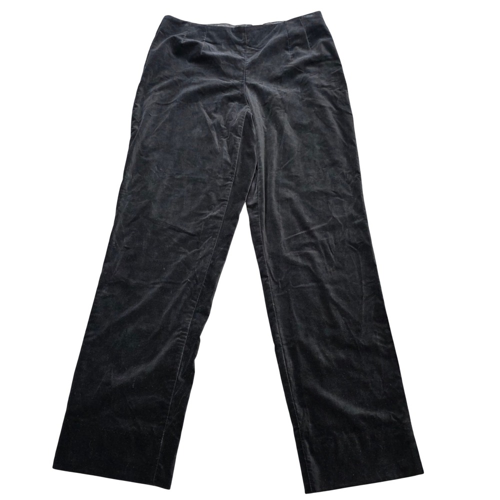 Liz Claiborne Michaela Straight Leg Pants Women's Size 8 Black Velvet Side Zip